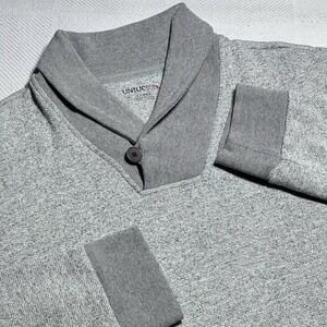 UNTUCKit Shawl Collar Sweater Mens XL Pullover Heather Gray Cotton One Button